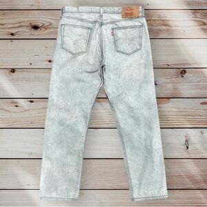 Levi's 501XX Gray Distressed Straight Leg Men's Denim Button Fly Jeans Waist 36